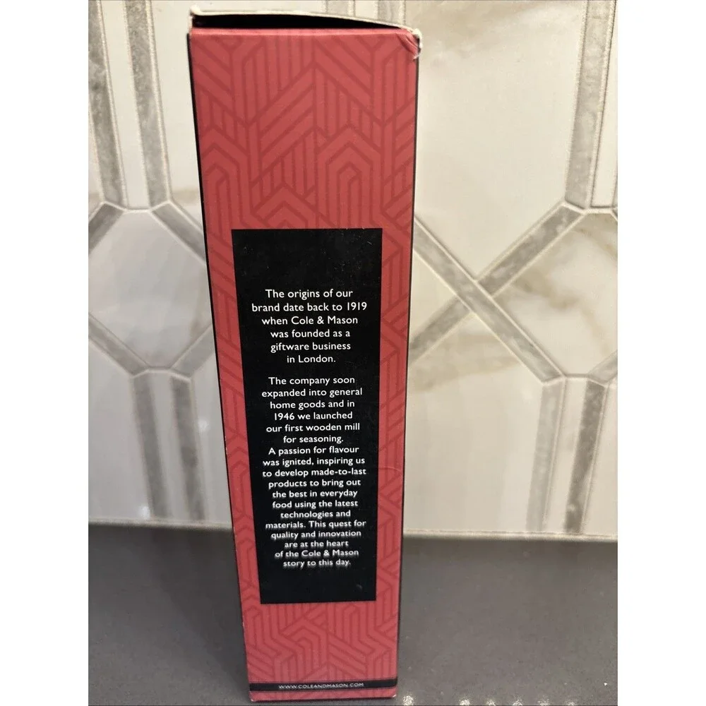 NIB Cole & Mason Hampstead Electronic Salt Mill kitchen chef seasoning grinder